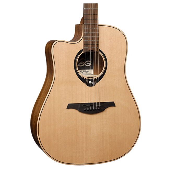 LAG HV10-L-DCE Lefty Dreadnought Smart Guitar Cutaway Satin