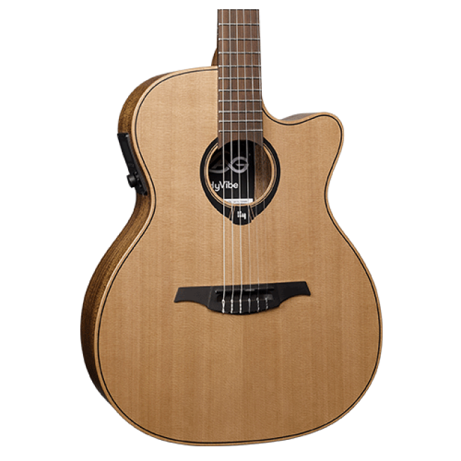 LAG HV10-N-ACE Nylon Auditorium Smart Guitar Cutaway Satin